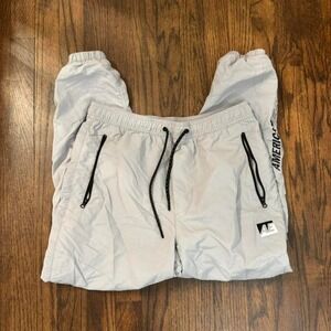 American Eagle Gray Joggers With Black Zipper Detailing Size Small Athleisure